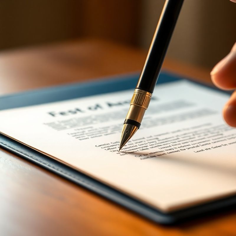 Stilou semnând un document premium pe hârtie crem — detaliu editorial