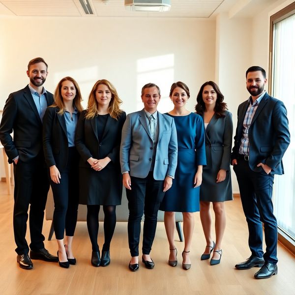 Portret de grup al echipei ConsultZen într-un birou luminos din Oradea